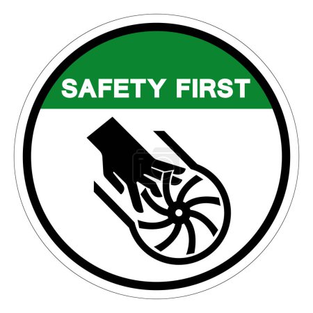 Seguridad Primer corte de dedos Impulsor de la hoja Signo de símbolo, ilustración vectorial, aislamiento en la etiqueta de fondo blanco.EPS10
