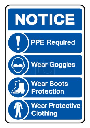 Illustration for Notice PPE Required Wear Face Protection Wear Protective Gloves Symbol Sign, Vector Illustration, Isolate On White Background Label.EPS10 - Royalty Free Image