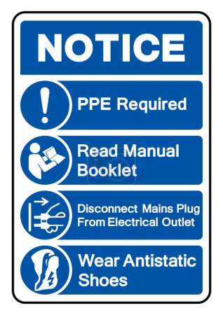 Illustration for Notice PPE Required Symbol Sign, Vector Illustration, Isolate On White Background Label.EPS10 - Royalty Free Image