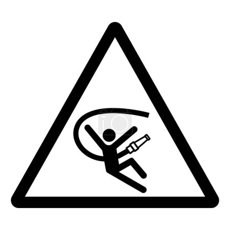 Manguera suelta puede arrastrar detrás del vehículo y lesiones o matar símbolo signo, ilustración vectorial, aislar en la etiqueta de fondo blanco.EPS10