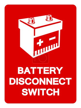 Ilustración de Signo de símbolo del interruptor de desconexión de batería, ilustración de vectores, aislamiento en la etiqueta de fondo blanco. - Imagen libre de derechos