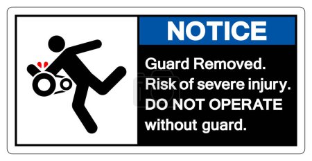 Aviso Guardia Quitar el riesgo de lesión grave signo de símbolo, ilustración de vectores, aislar en la etiqueta de fondo blanco.EPS10
