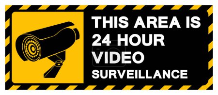 This Area Is 24 Hour Video Surveillance Symbol Sign, Vector Illustration, Isolate On White Background Label.EPS10
