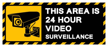 This Area Is 24 Hour Video Surveillance Symbol Sign, Vector Illustration, Isolate On White Background Label.EPS10