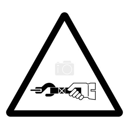 Signe de symbole de danger pour les mains, illustration vectorielle, isolement sur l'étiquette de fond blanche.EPS10