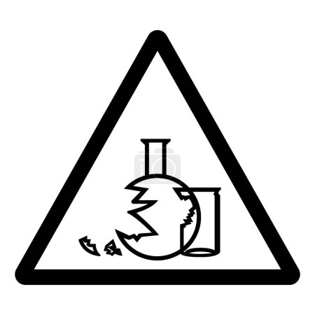 Signo de símbolo de peligro roto de vidrio, ilustración vectorial, aislamiento en la etiqueta de fondo blanco.