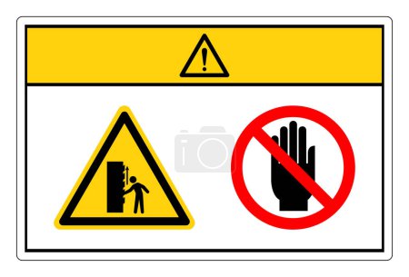 Attention Les seaux exposés et les pièces mobiles peuvent causer Ne touchez pas au signe symbole, Illustration vectorielle, Isoler sur l'étiquette de fond blanche.EPS10