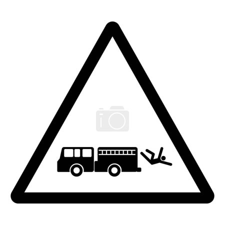 Peligro de caída Nunca monte en el vehículo cuando está en movimientoSigno de símbolo, ilustración de vectores, aislamiento en la etiqueta de fondo blanco.EPS10