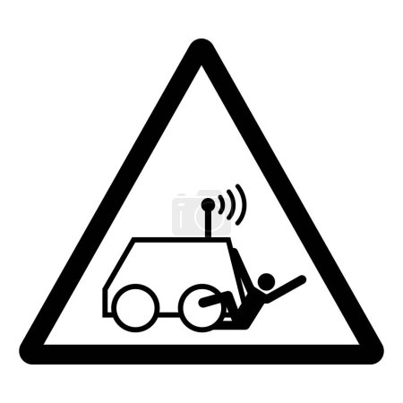 Warnung überfahren durch ferngesteuertes Symbol-Zeichen, Vektorillustration, isoliert auf weißem Hintergrund-Label.EPS10