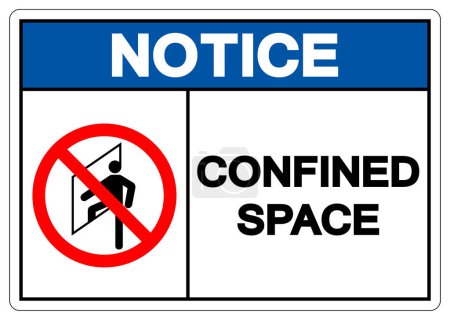Aviso Signo de símbolo de espacio confinado, ilustración vectorial, aislamiento en la etiqueta de fondo blanco.