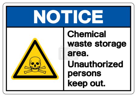 Téléchargez les illustrations : Avis Panneau symbole d'aire de stockage des déchets chimiques, Illustration vectorielle, Isoler sur l'étiquette de fond blanche.EPS10 - en licence libre de droit
