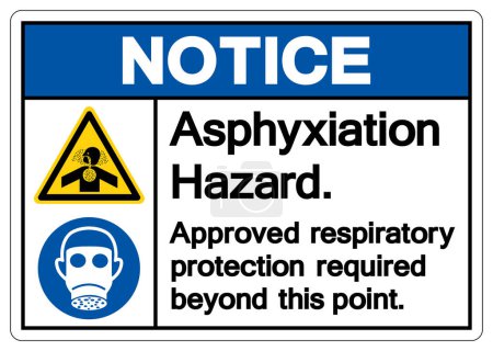 Avis Signe de danger d'asphyxie, illustration vectorielle, isolat sur l'étiquette de fond blanche.EPS10
