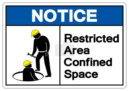 Notice Confined Space Restricted Area Symbol Sign, Vector Illustration, Isolated On White Background Label.EPS10