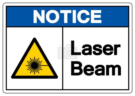 Remarquez le symbole de faisceau laser, illustration vectorielle, isolent sur l'étiquette blanche de fond.