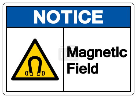 Hinweis Magnetfeld-Symbol-Zeichen, Vektorillustration, isoliert auf weißem Hintergrund-Label.EPS10