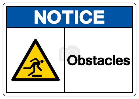 Signal de symbole d'obstacles d'avis, illustration vectorielle, isolement sur l'étiquette blanche de fond.