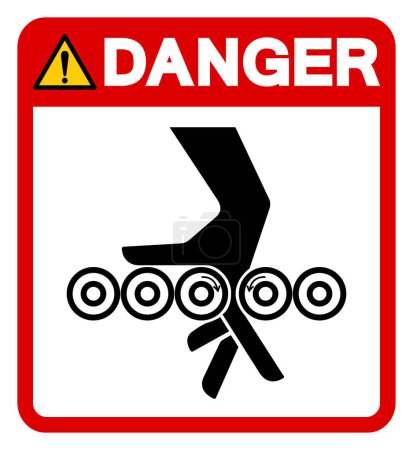 Danger Enchevêtrement de la main Rouleaux Symbole Signe, Illustration vectorielle, Isoler sur l'étiquette de fond blanche.EPS10