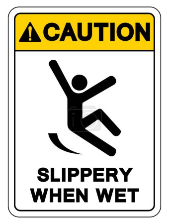 Caution Slippery When Wet Symbol Sign,Vector Illustration, Isolate On White Background Label.EPS10