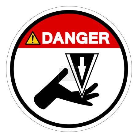 Signe de symbole de danger de coupe de danger, illustration vectorielle, isolement sur l'étiquette de fond blanche.EPS10
