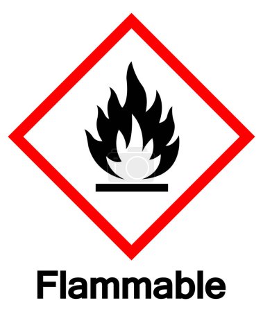 Signo de símbolo de peligro inflamable GHS, ilustración vectorial, aislamiento sobre fondo blanco, etiqueta.EPS10