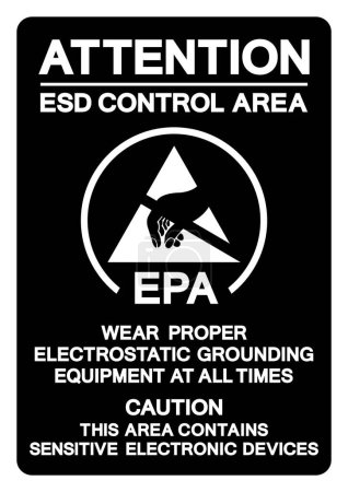 Attention ESD Control Area Symbol Sign, Vector Illustration, Isolated On White Background Label.EPS10