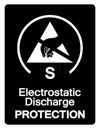 Achtung Inhalte, die durch ein Zeichen für statische Elektrizität beschädigt werden, Vektor-Illustration, isoliert auf weißem Hintergrundetikett. EPS10