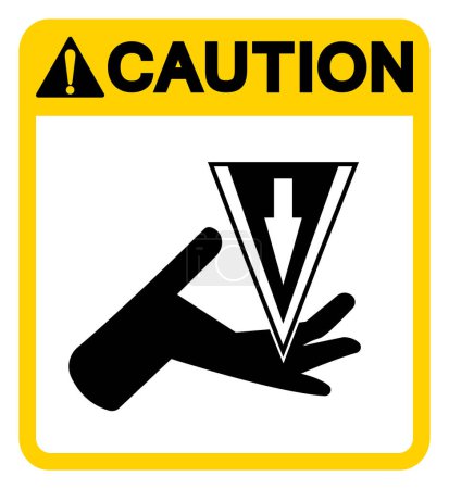 Vorsicht Schneiden des Gefahrensymbolzeichens, Vektorillustration, Isolieren auf weißem Hintergrund Etikett. EPS10