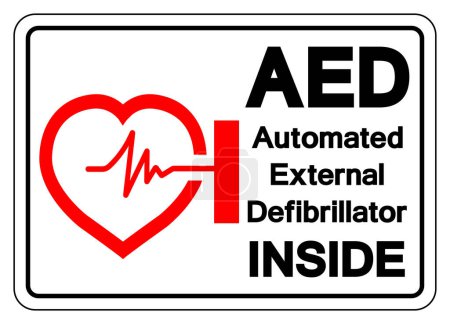 Illustration for AED Automated External Defibrillator Inside Symbol Sign, Vector Illustration, Isolate On White Background Label.EPS10 - Royalty Free Image