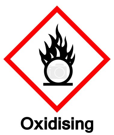 Signo de símbolo de peligro de oxidación GHS, ilustración vectorial, aislamiento sobre fondo blanco, etiqueta.EPS10