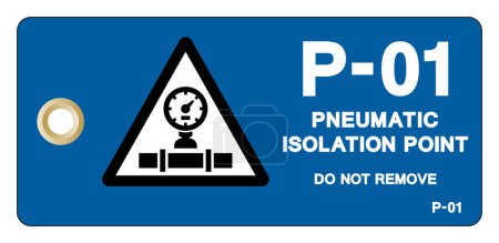 P01 Pneumatic Isolation Point Tag Label Symbol Sign, Vector Illustration, Isolate On White Background.EPS10