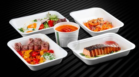 A variety of healthy and delicious meal options packed in eco-friendly containers for a convenient and sustainable way to eat.