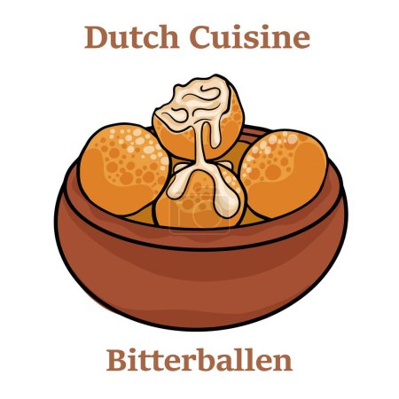 Illustration for Fried Homemade Dutch Bitterballen. Traditional pub snack appetizer with mustard - Royalty Free Image