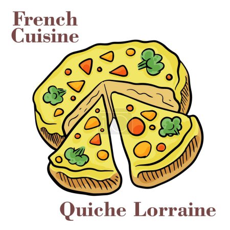 Illustration for Traditional french pie with bacon and cheese - quiche lorraine. - Royalty Free Image