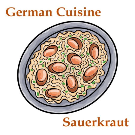 Illustration for Homemade sauerkraut with black pepper and parsley. German fermented cabbage - Royalty Free Image
