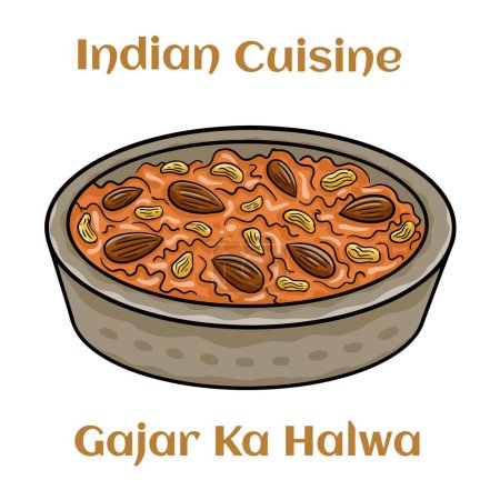 Téléchargez les illustrations : Carotte halwa, gajar ka halwa indienne célèbre doux à base de carottes - en licence libre de droit