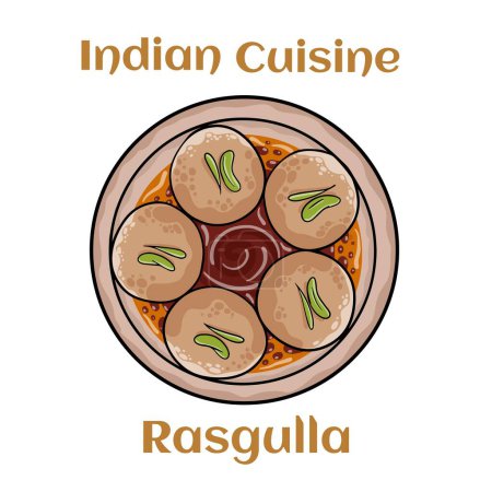 Illustration for Indian Sweet or Dessert - Rasgulla, Famous Bengali sweet in clay bowl - Royalty Free Image