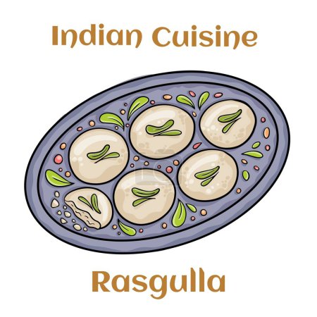 Illustration for Indian Sweet or Dessert - Rasgulla, Famous Bengali sweet in clay bowl - Royalty Free Image
