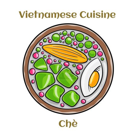 Illustration for Che, vietnamese cold sweet dessert soup.  Isolated vector illustration. - Royalty Free Image