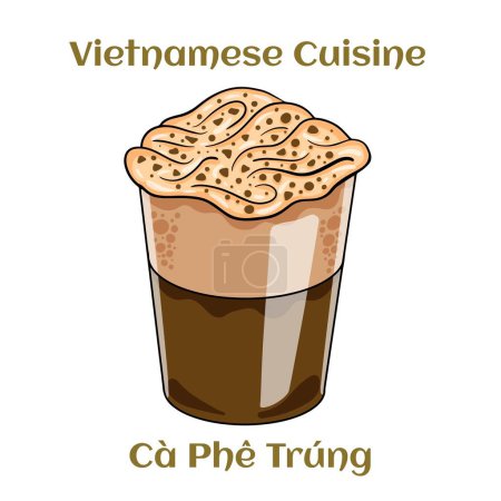 Illustration for Cup of Vietnamese egg coffee (ca phe trung). Traditional drink in Vietnam. Isolated vector illustration. - Royalty Free Image