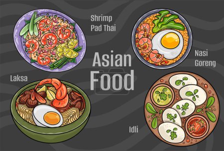 Ilustración de Vectores de comida asiáticos: dibujado a mano & Vector. - Imagen libre de derechos