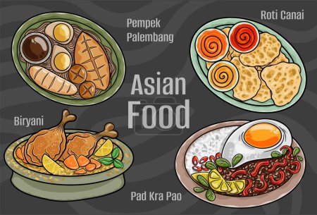 Vectores de comida asiáticos: dibujado a mano & Vector.
