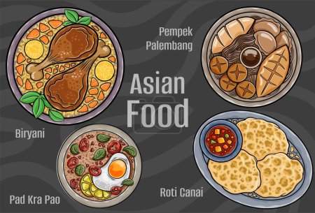 Téléchargez les illustrations : Clipart alimentaire asiatique : dessiné à la main & vecteur. - en licence libre de droit