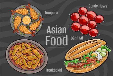 Téléchargez les illustrations : Vecteurs alimentaires asiatiques : dessinés à la main & vecteur. - en licence libre de droit