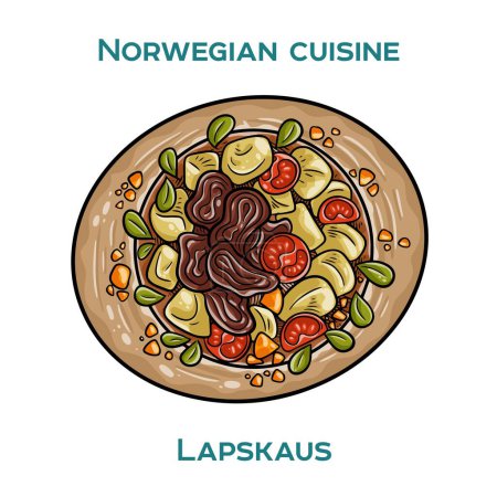 Lapskaus is a traditional Norwegian meat and vegetable stew, often served with pickled beetroot and mashed potatoes.