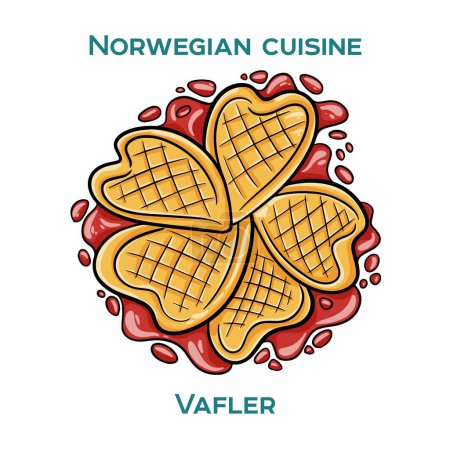 Ilustración de Comida tradicional noruega. Vafler sobre fondo blanco. Ilustración vectorial aislada. - Imagen libre de derechos