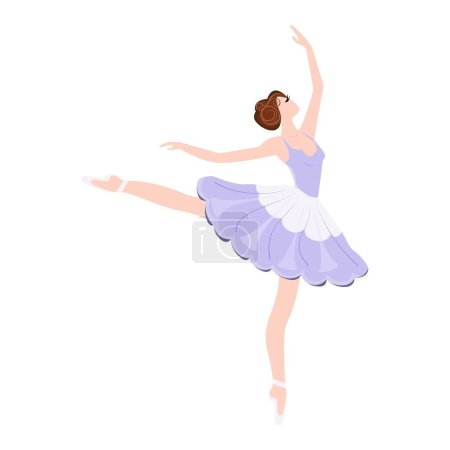 Ilustración de Bailarina. Bailarina elegante en zapatos de punta y tutú bailando ballet. Imagen vectorial plana de una bailarina sobre fondo blanco. - Imagen libre de derechos