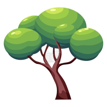 Baum. Einfache Zeichnung eines Baumes mit grünen Blättern auf weißem Hintergrund. Verwendung für Collage im Webdesign. 