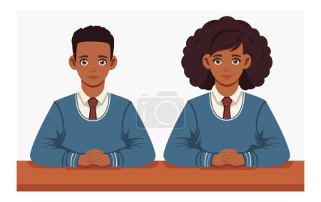Junge afroamerikanische Studenten, die am gleichen Schreibtisch sitzen, erlernen mit Hilfe einer Vorlesung und eines Tablet-Computers einen Beruf