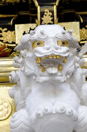 Photo for Nikko, November 17, 2017: Carving of a lion at the Karamon Gate. Tosho-gu Shrine. Tochigi Prefecture. Japan. - Royalty Free Image