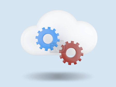 Téléchargez les photos : Mise en place. Cloud Computing Concept. Illustration de rendu 3D. - en image libre de droit